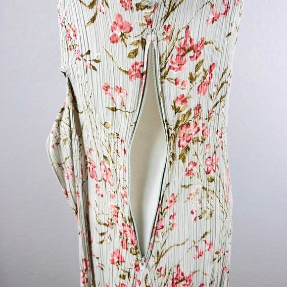 Vintage Rabbit Rabbit Designs Dress 12 S/M Floral Stretch Crinkle Rayon Maxi USA - Picture 9 of 13